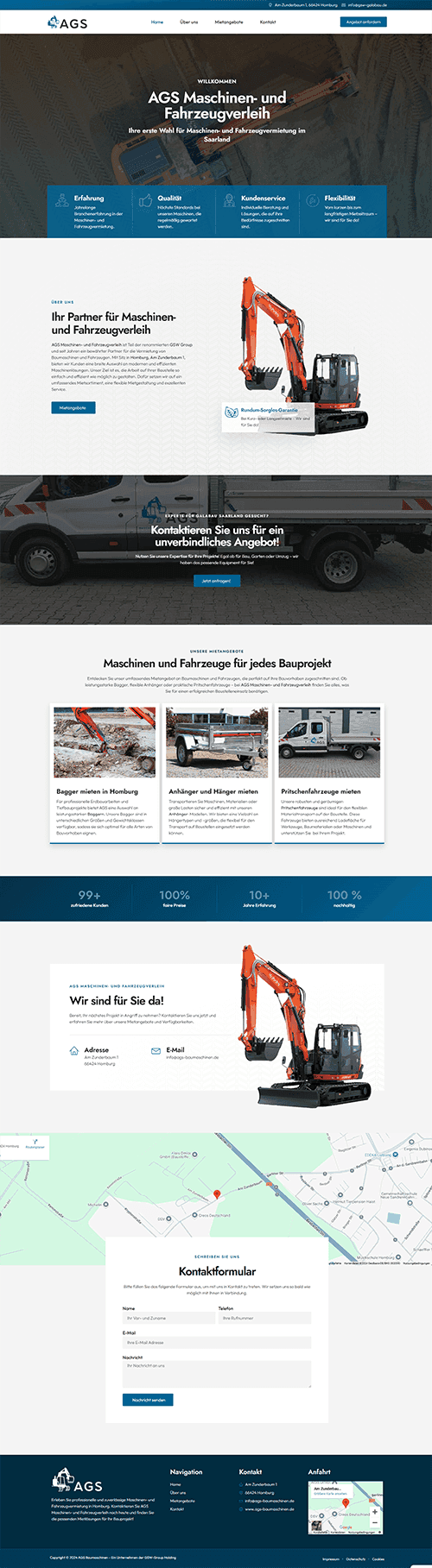 Website von AGS Baumaschinen: Baumaschinenverleih in Bexbach