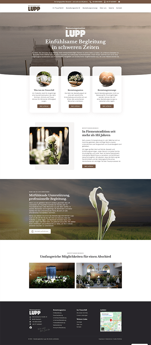 Website von Bestattungen Lupp: Bestattungsinstitut in Bexbach