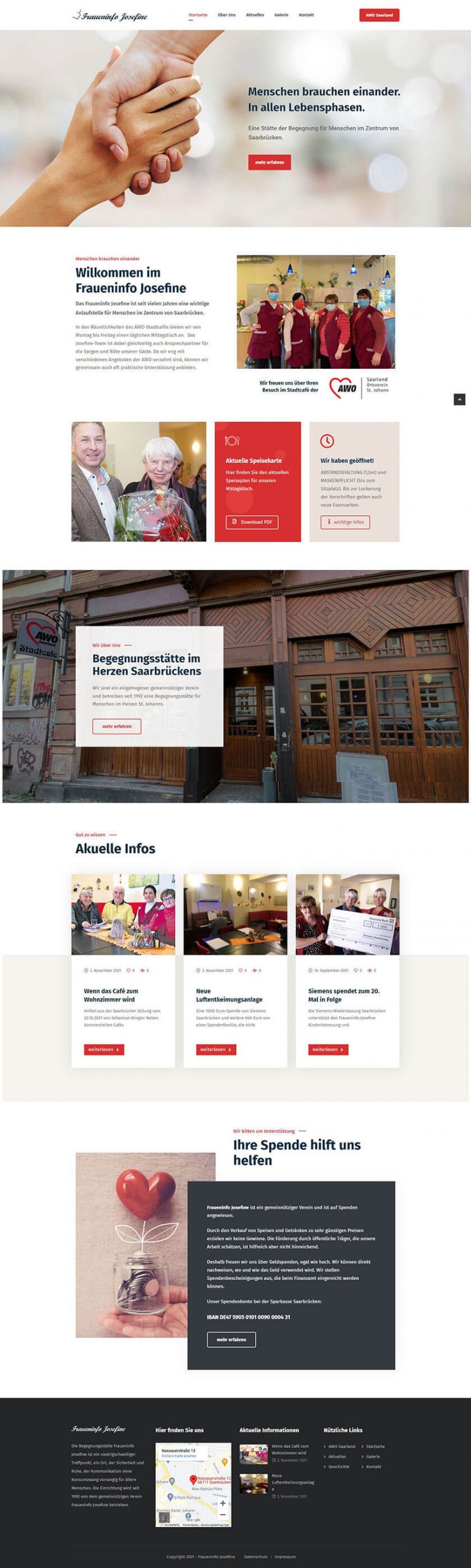 Website von Fraueninfo Josefine e.V.: Begegnungsstätte in Saarbrücken