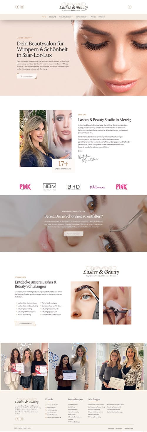 Website von Lashes & Beauty: Beautysalon in Merzig