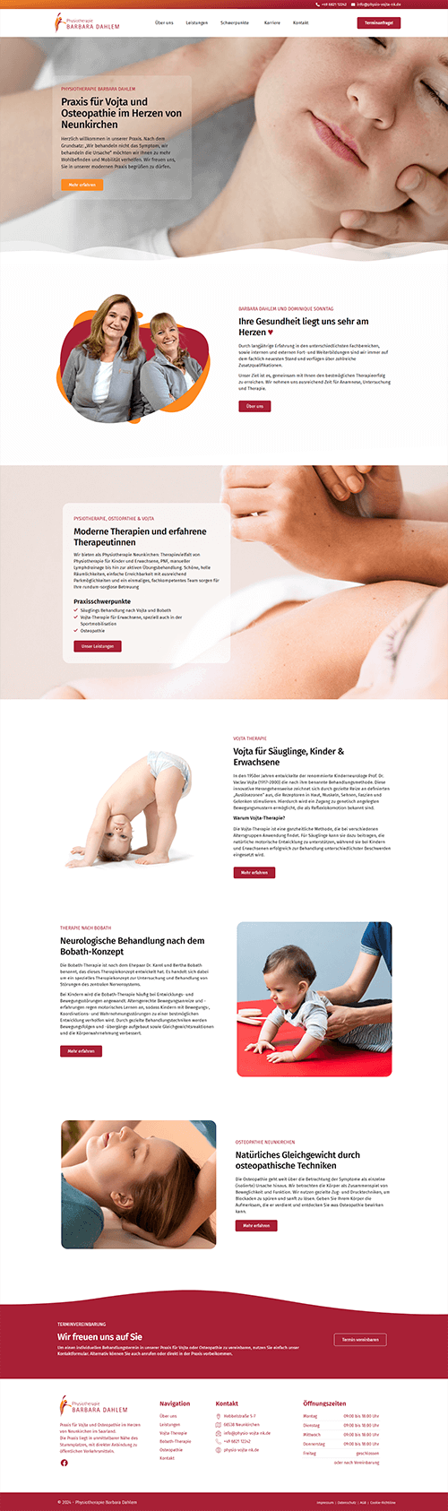 Website der Physiotherapie und Vojta Dahlem: Physiotherapiepraxis in Neunkirchen