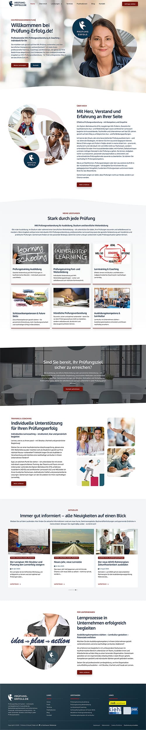 Website von Prüfung-Erfolg.de: Lerntraining & Lerncoaching