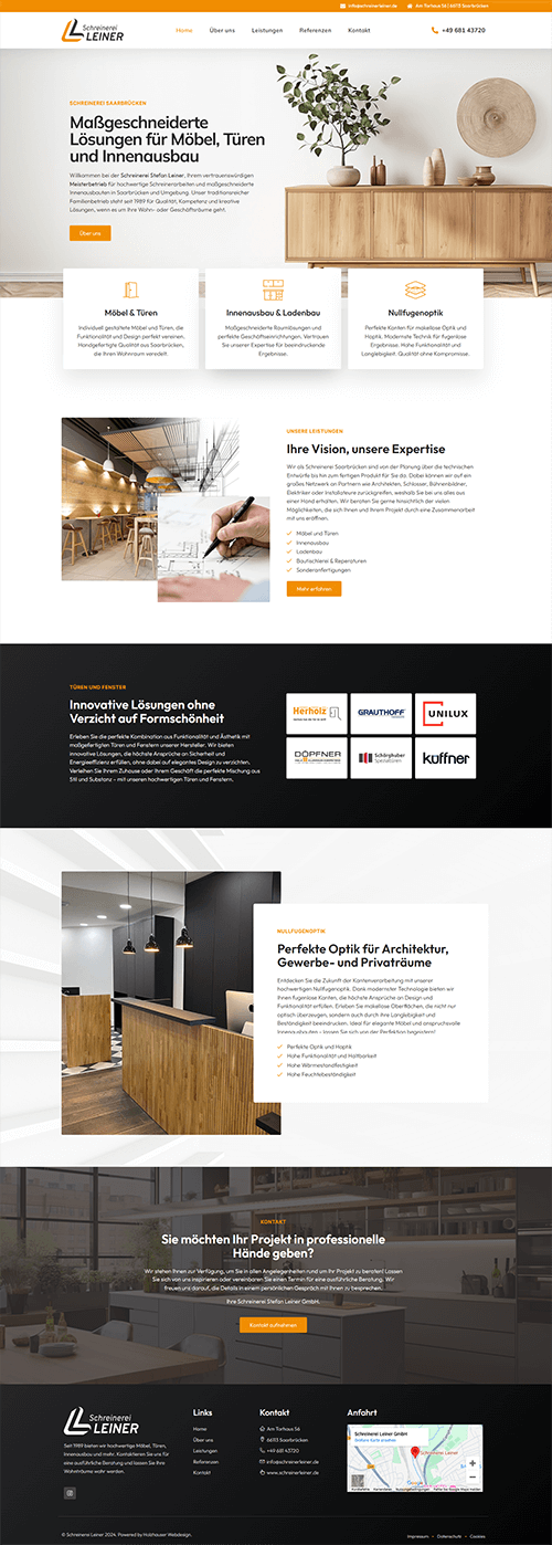 Website der Schreinerei Leiner: Schreinerei in Saarbrücken