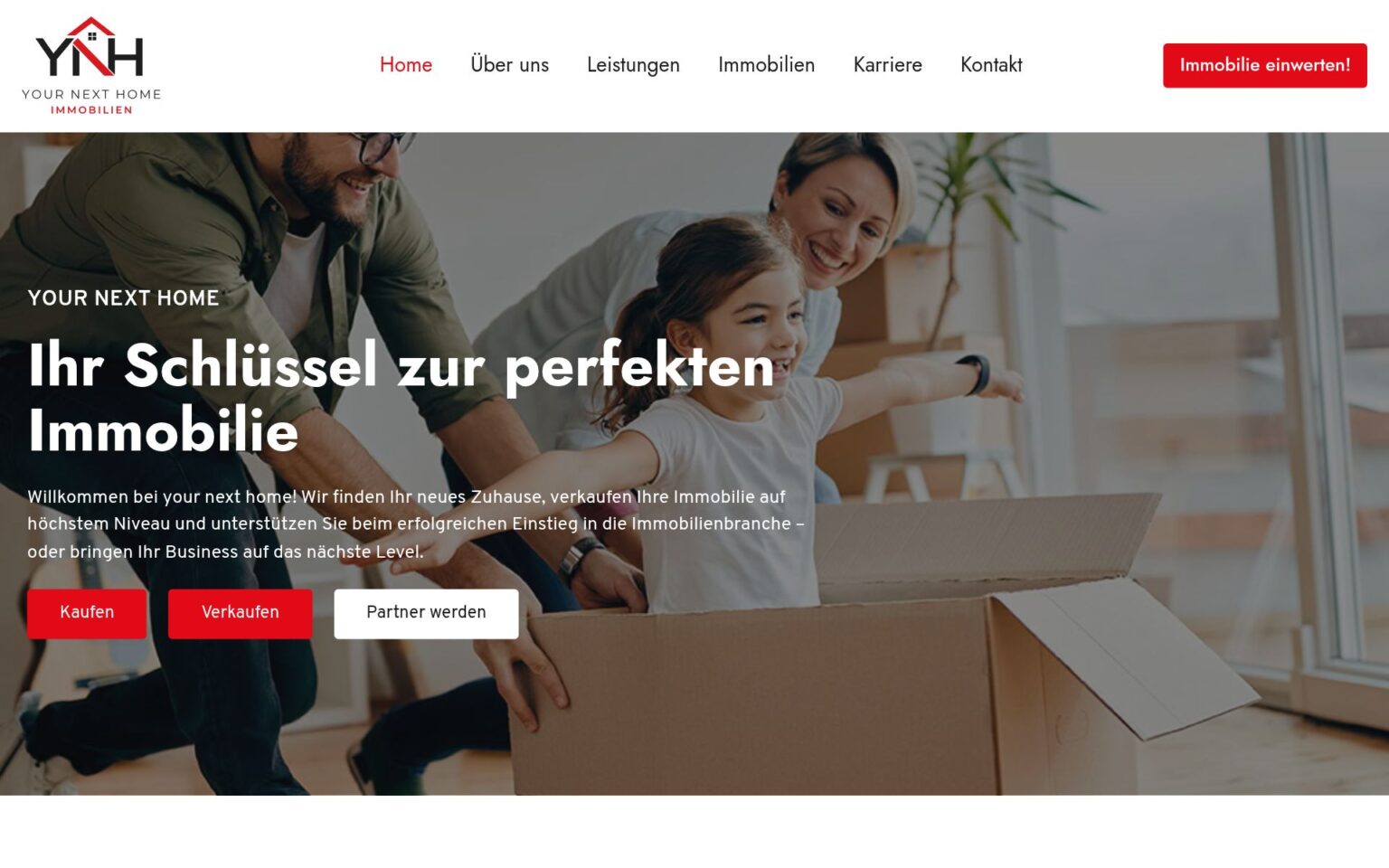 Website von your next home, St. Ingbert – Referenz von Holzhauser Webdesign