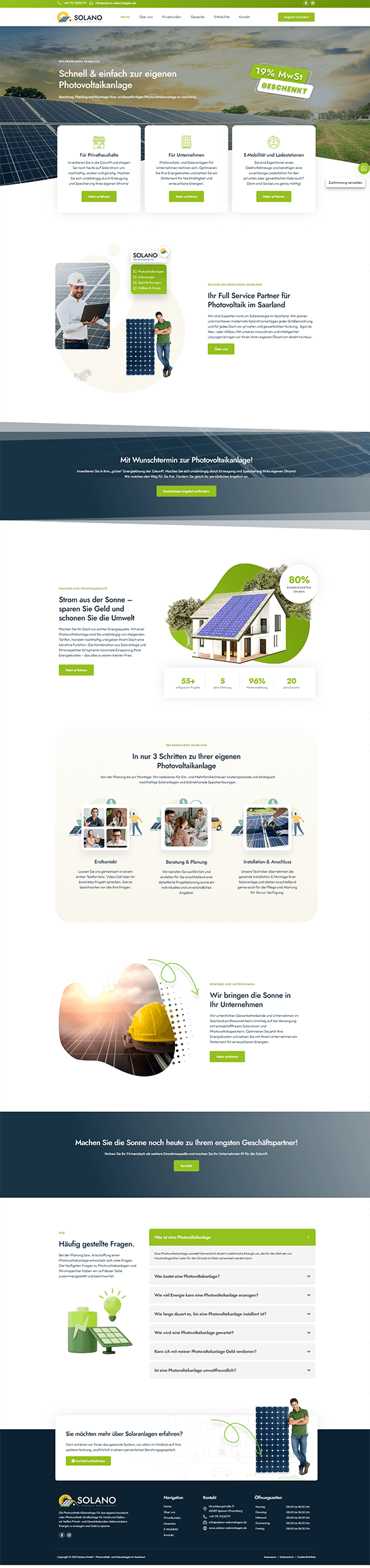 Website der Solano GmbH: Solaranlagen und Photovoltaik