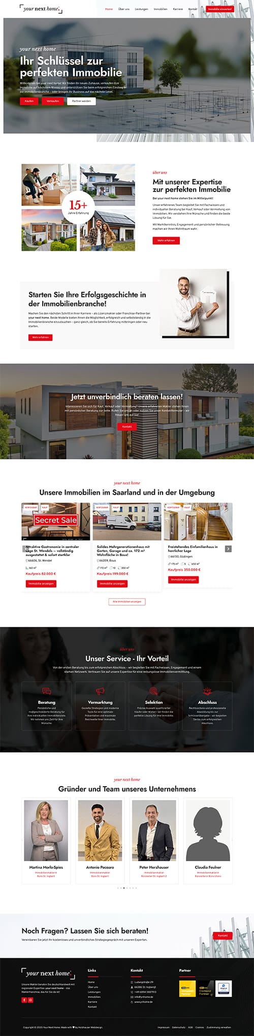 Website von Your Next Home: Immobilienmakler und Maklerfranchise