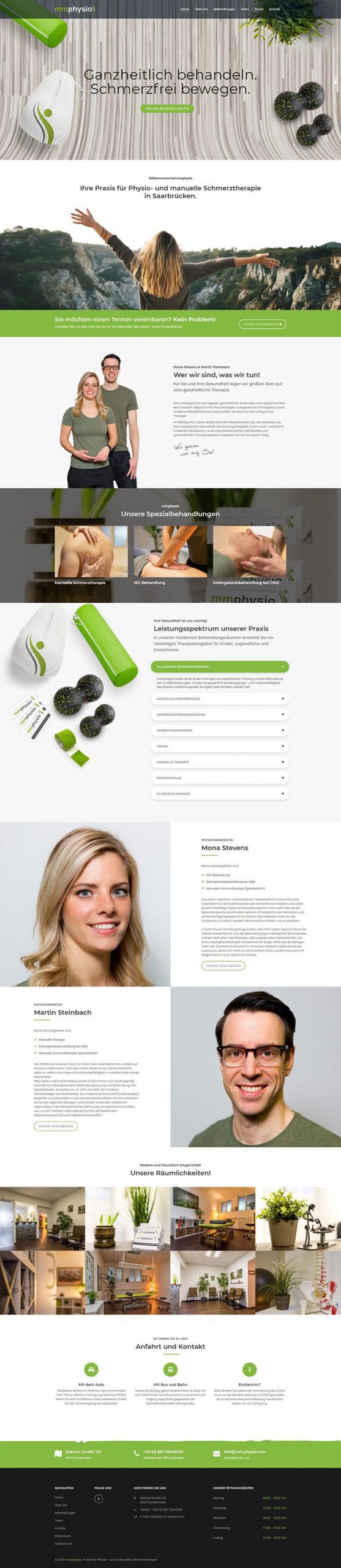 Website von mmphysio: Praxis für Physio- und manuelle Schmerztherapie