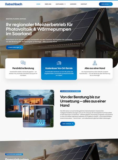 Website der Firma Butschbach in Kirkel