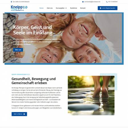 Website des Kneipp Vereins in Bexbach