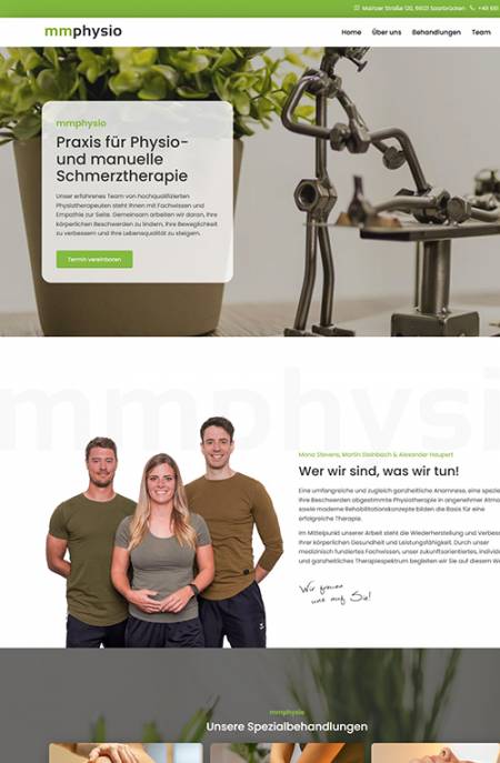 Website der Physiotherapiepraxis mmphysio