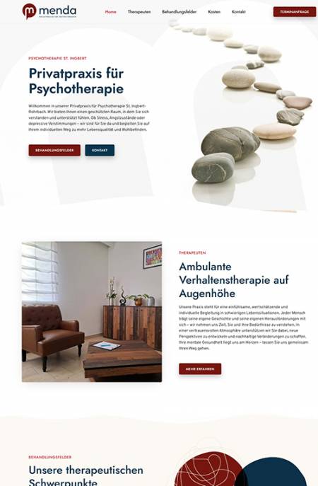 Website der Praxis für Psychotherapie Menda