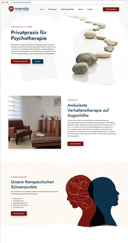 Website-Referenz: Privatpraxis für Psychotherapie Menda, St. Ingbert (psychotherapie-menda.de)
