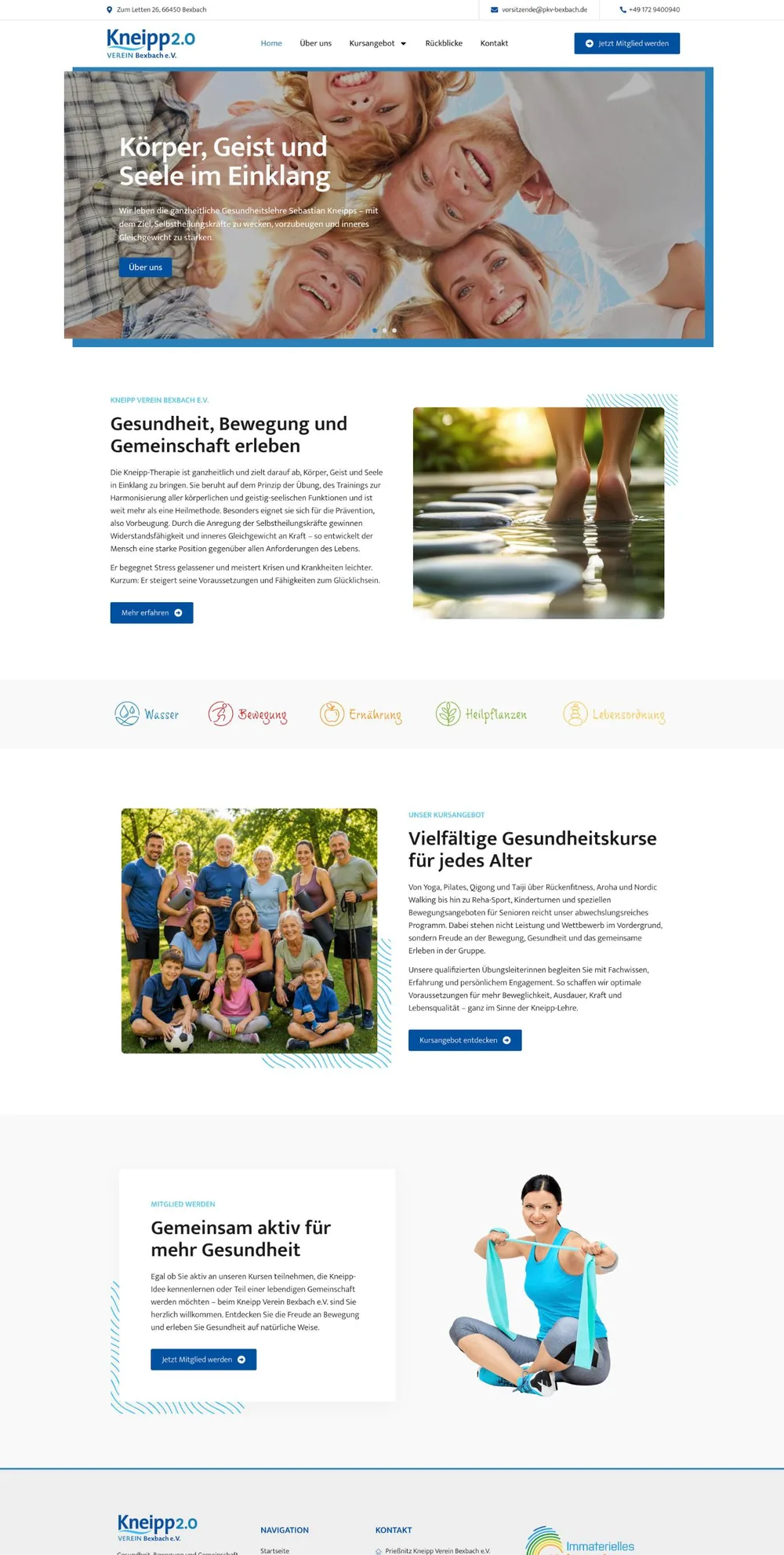 Website des Prießnitz Kneipp Vereins Bexbach: Gesundheitskurse und Gemeinschaft