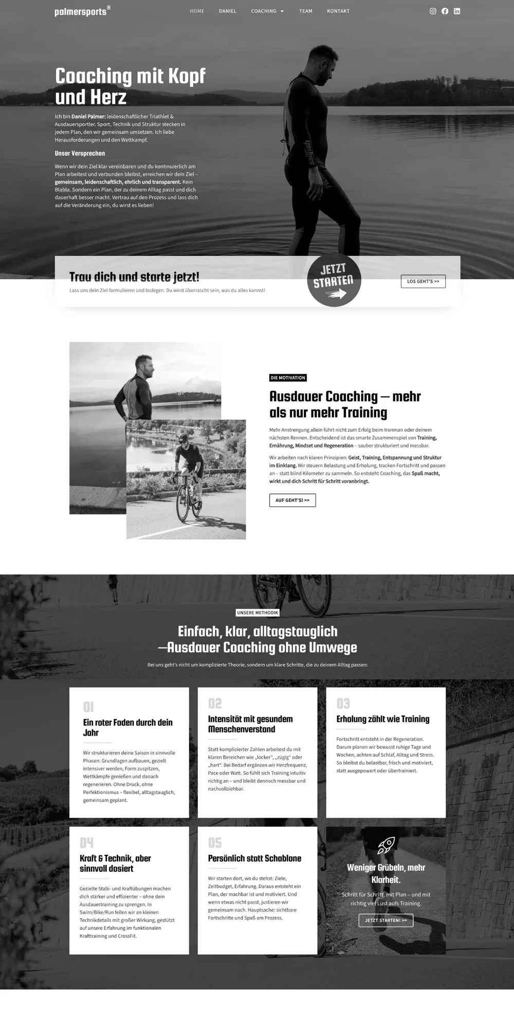 Website von Palmersports: Ausdauer-Coaching mit Daniel Palmer
